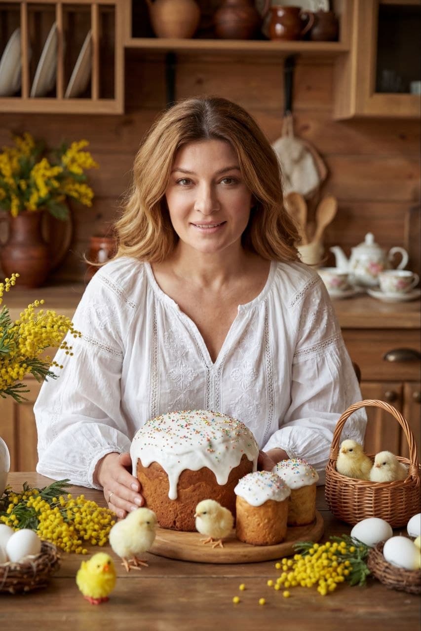Девушка с куличами