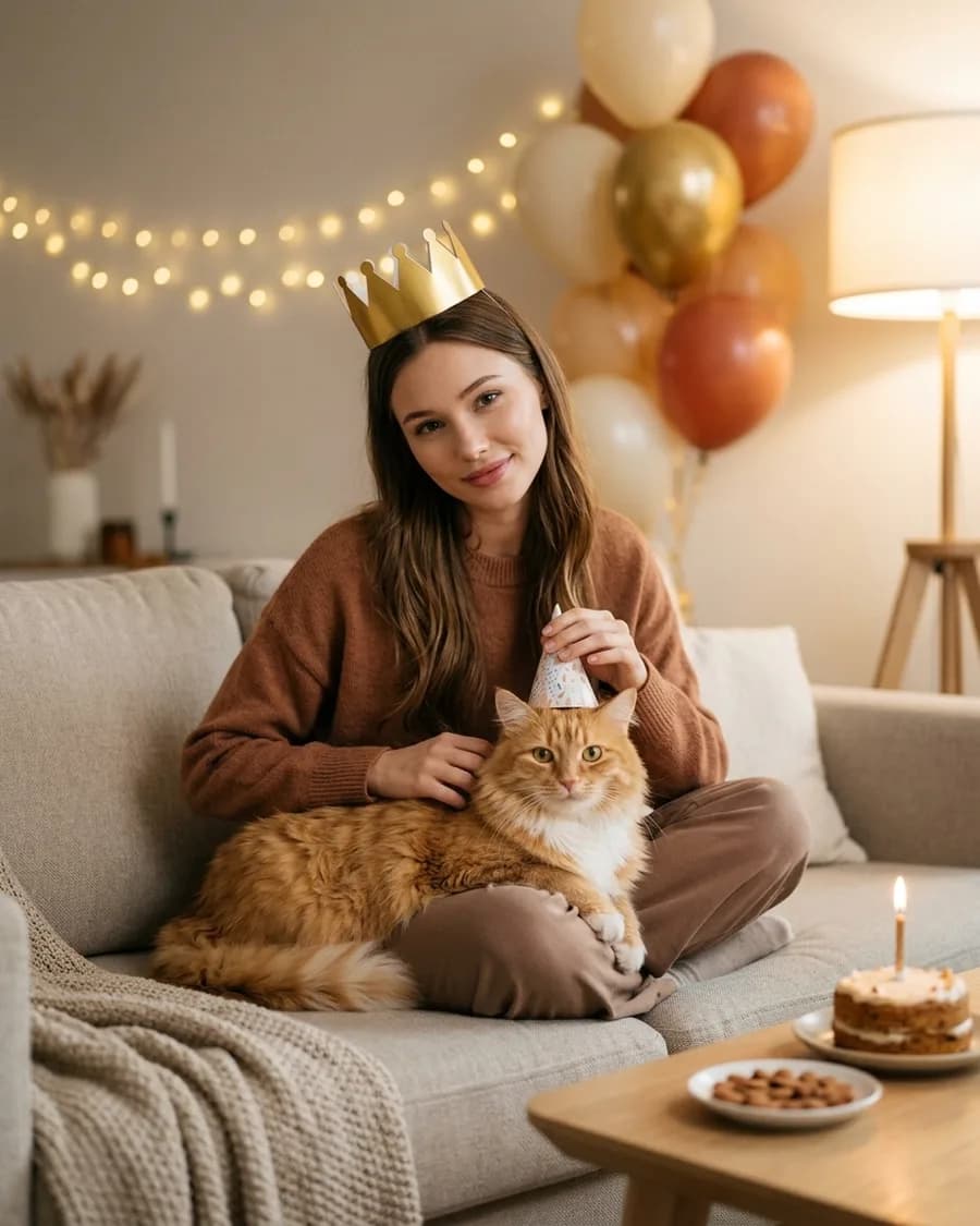 Домашний день рождения с котом