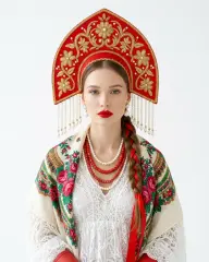 Русский кокошник: Крупный портрет в кокошнике, кадр 2