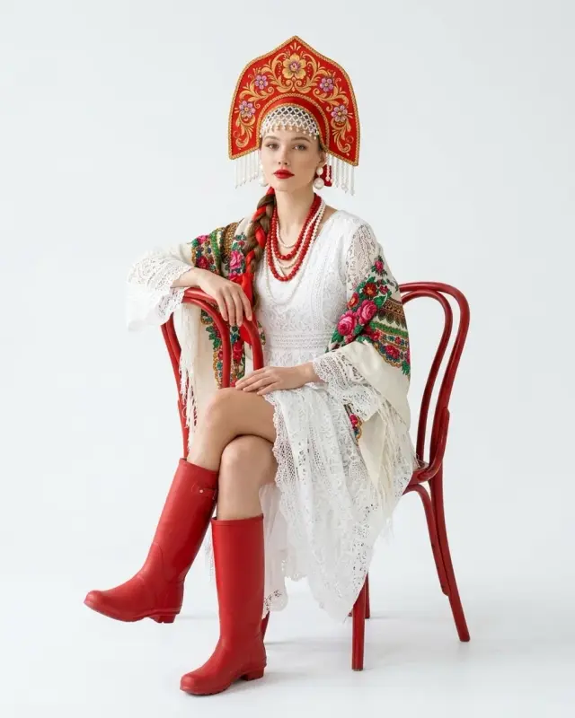 Русский кокошник — пример кадра ИИ-фотосессии