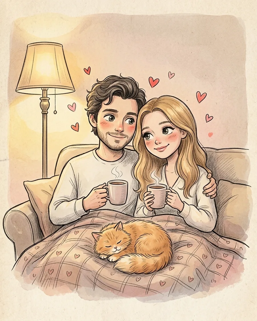 В стиле Love Is — пример кадра ИИ-фотосессии