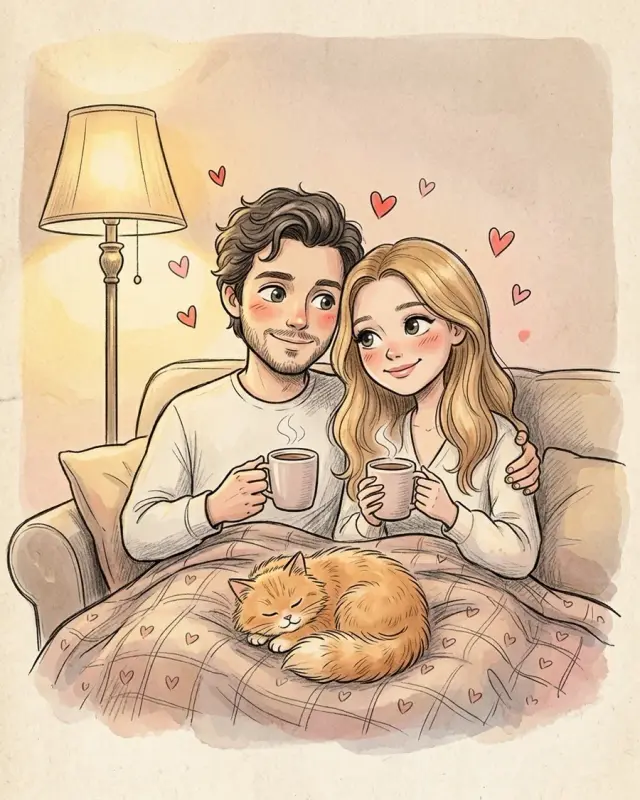 В стиле Love Is — пример кадра ИИ-фотосессии