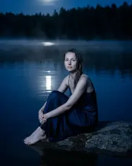 Ночное озеро: На камне у воды, кадр 3