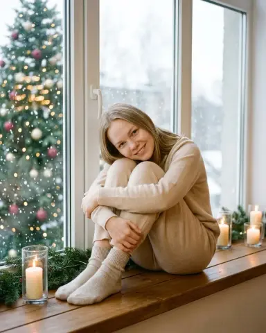 Снег за окном студии