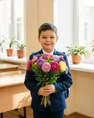 Первоклассник: С букетом на линейке, кадр 1