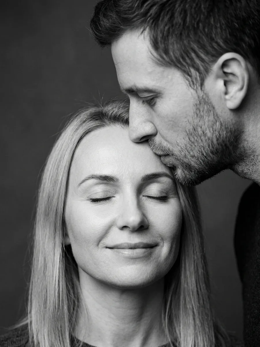 Половинки — ч/б студия — пример кадра ИИ-фотосессии