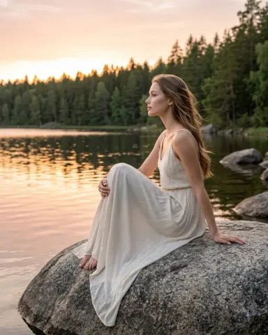 Профиль на камне у воды