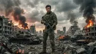 Военный: Широкий кадр в дыму, кадр 4