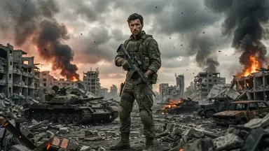Широкий кадр в дыму