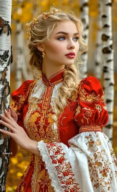 Барышня в русском сарафане