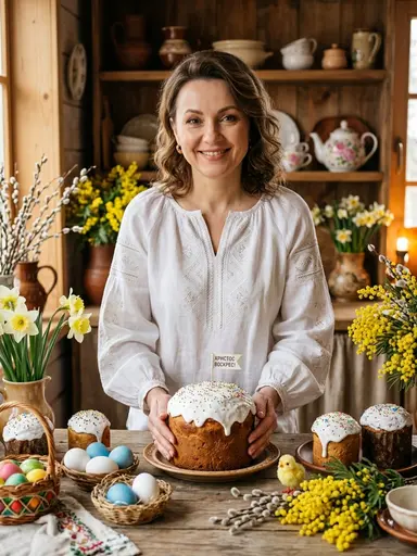 Девушка с куличами