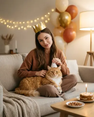 Домашний день рождения с котом