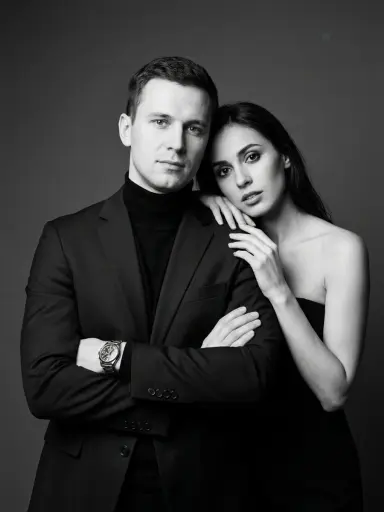 Дуэт в чёрно-белой студии — пример 1