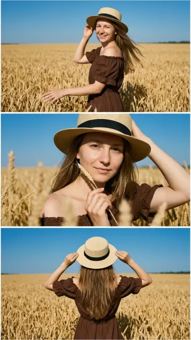 Коллаж в пшеничном поле