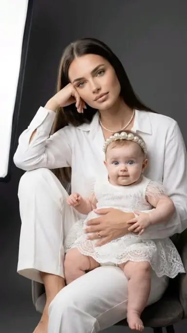 Мама и малышка в белом