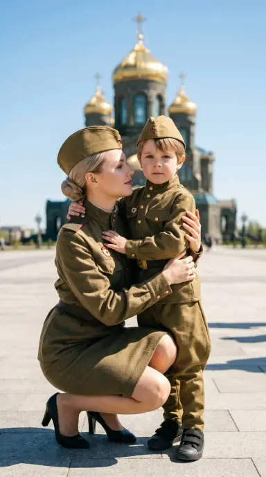 Мама и сын у Главного храма