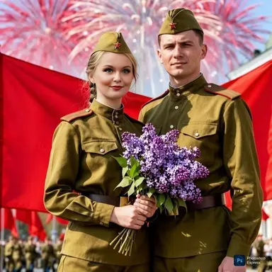 Пара в военной форме — 9 мая