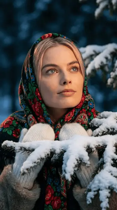 В павловопосадском платке