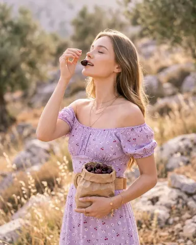 С черешней в цветочном платье