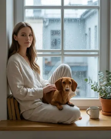 С таксой у окна