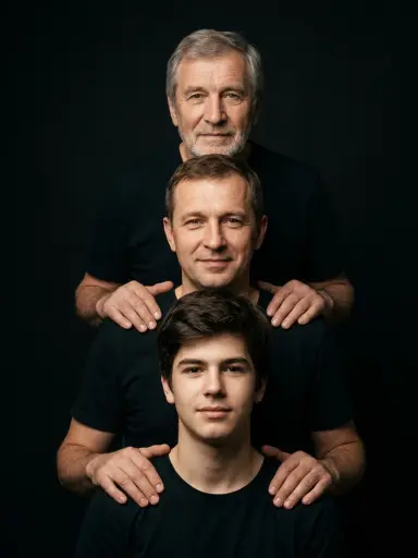 Семейный портрет на чёрном фоне — пример 4