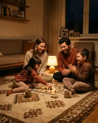 Тёплый вечер дома: Вечер: игра на полу, кадр 3