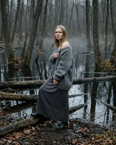 Серый мохер у затопленного леса