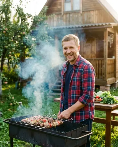 У мангала на даче