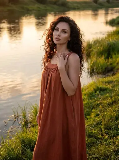 У реки на закате