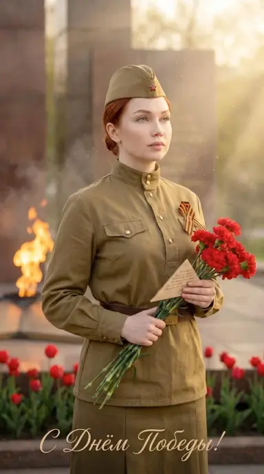 У Вечного огня с гвоздиками