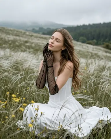 В ковыльном поле в белом