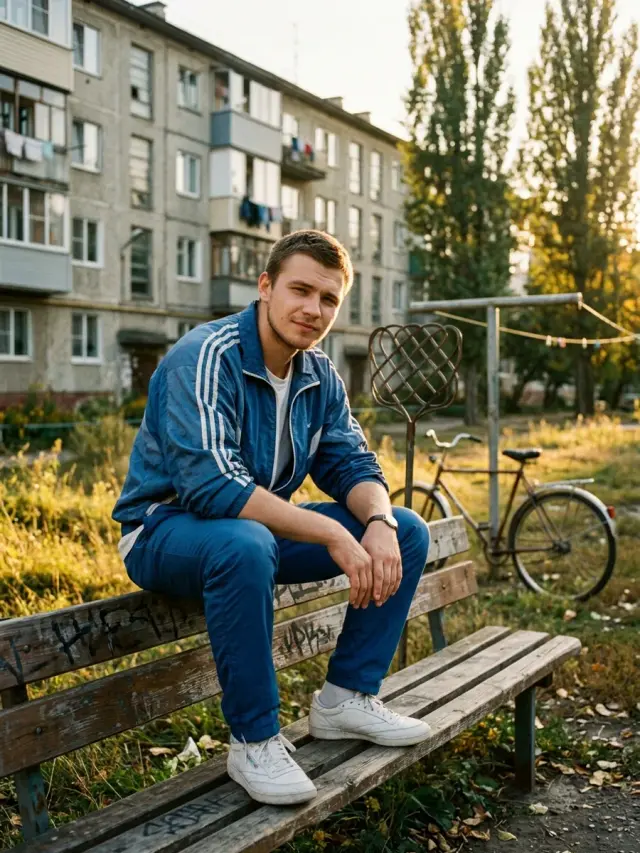 Во дворе на районе — пример кадра ИИ-фотосессии