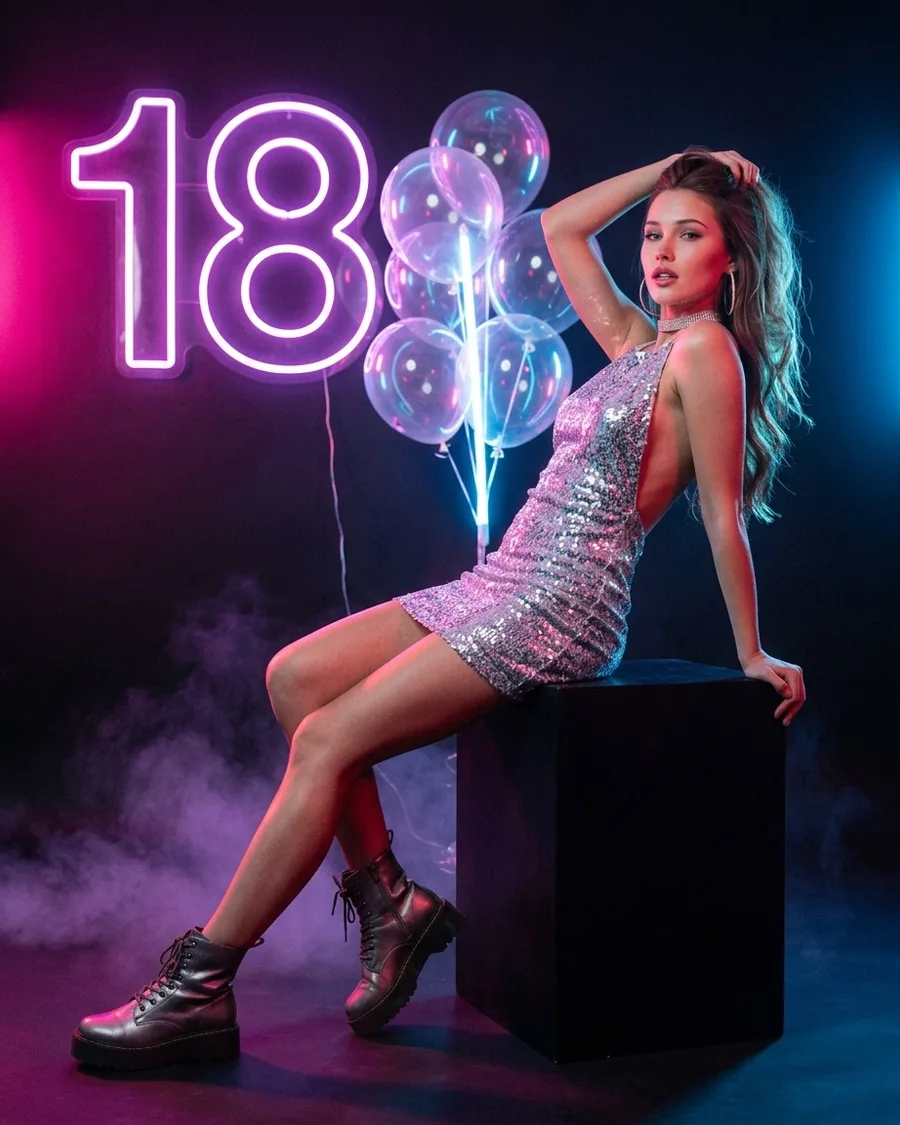 18 лет: неоновая цифра